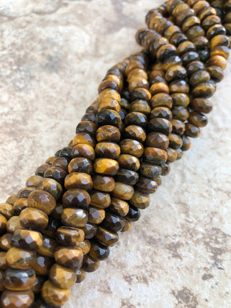 5mm x 8mm Faceted Tiger's Eye Beads