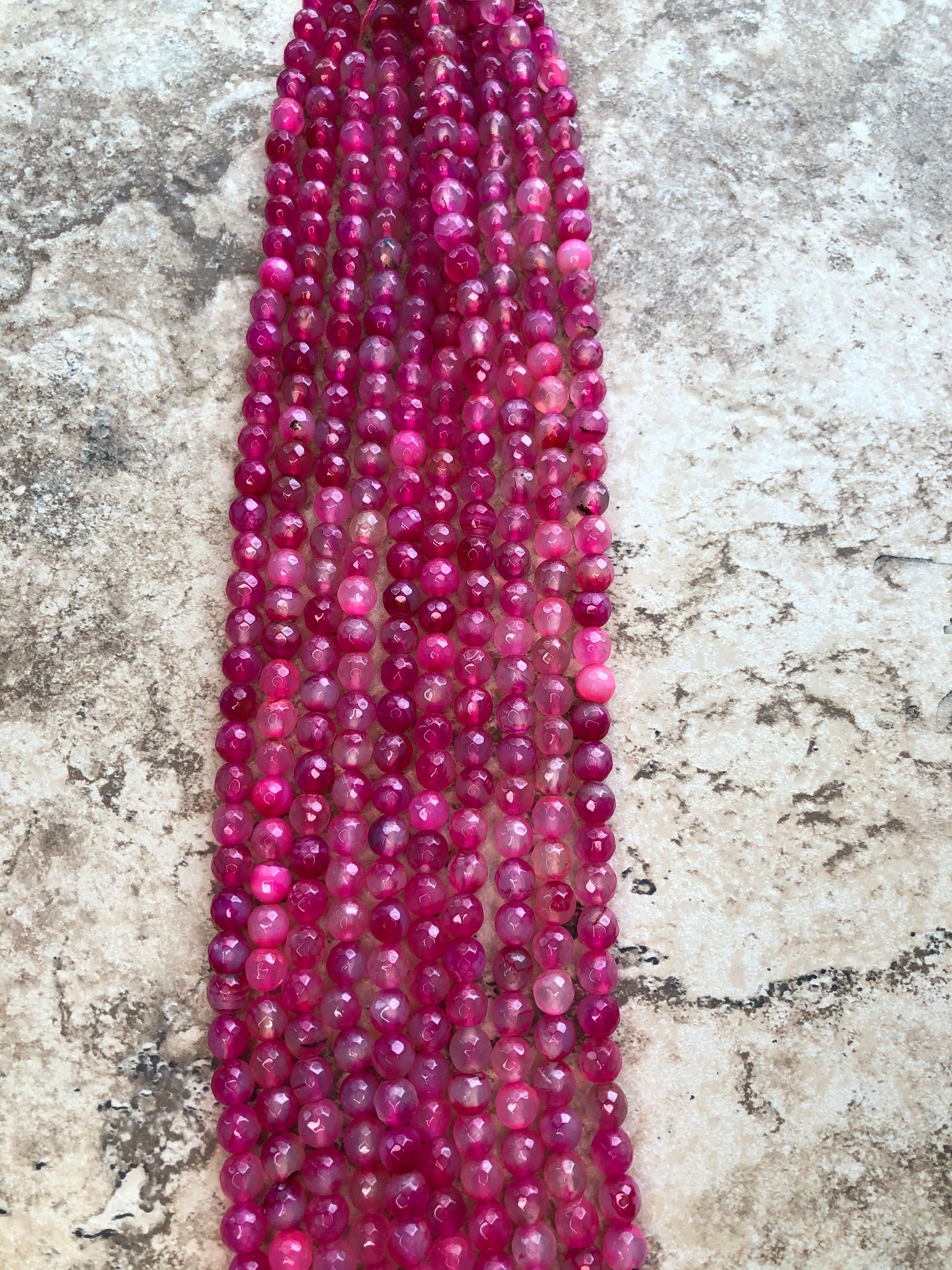 8mm Faceted Hot Pink Agate
