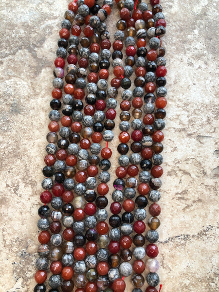 10mm Faceted Multi-Colored Stone Beads