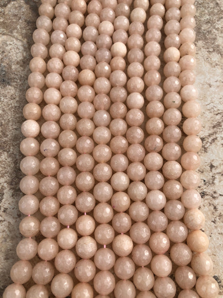 10mm Faceted Jade (Light Peach) Beads