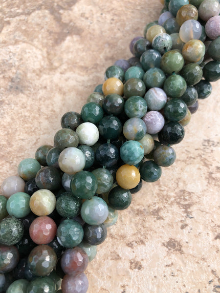 10mm Faceted Indian Agate Beads