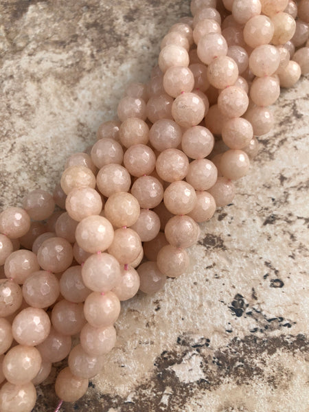 10mm Faceted Jade (Light Peach) Beads