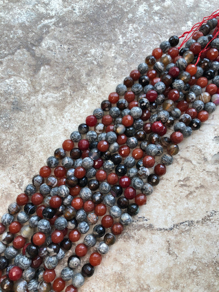 10mm Faceted Multi-Colored Stone Beads