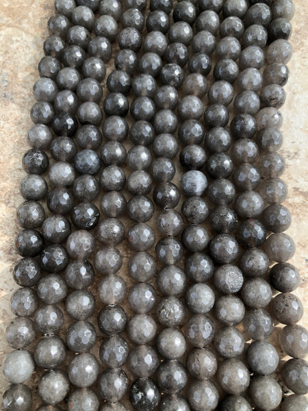 10mm Faceted Jade (Brownish Gray) Beads