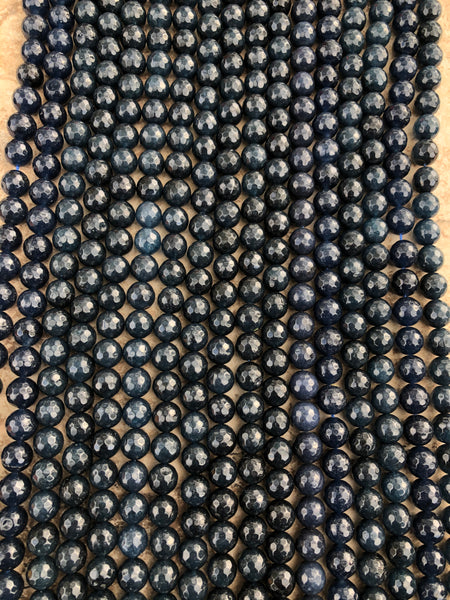 10mm Faceted Jade (Midnight Blue) Beads