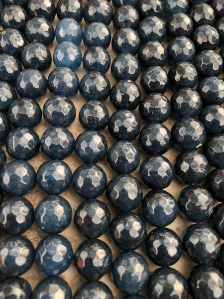 10mm Faceted Jade (Midnight Blue) Beads