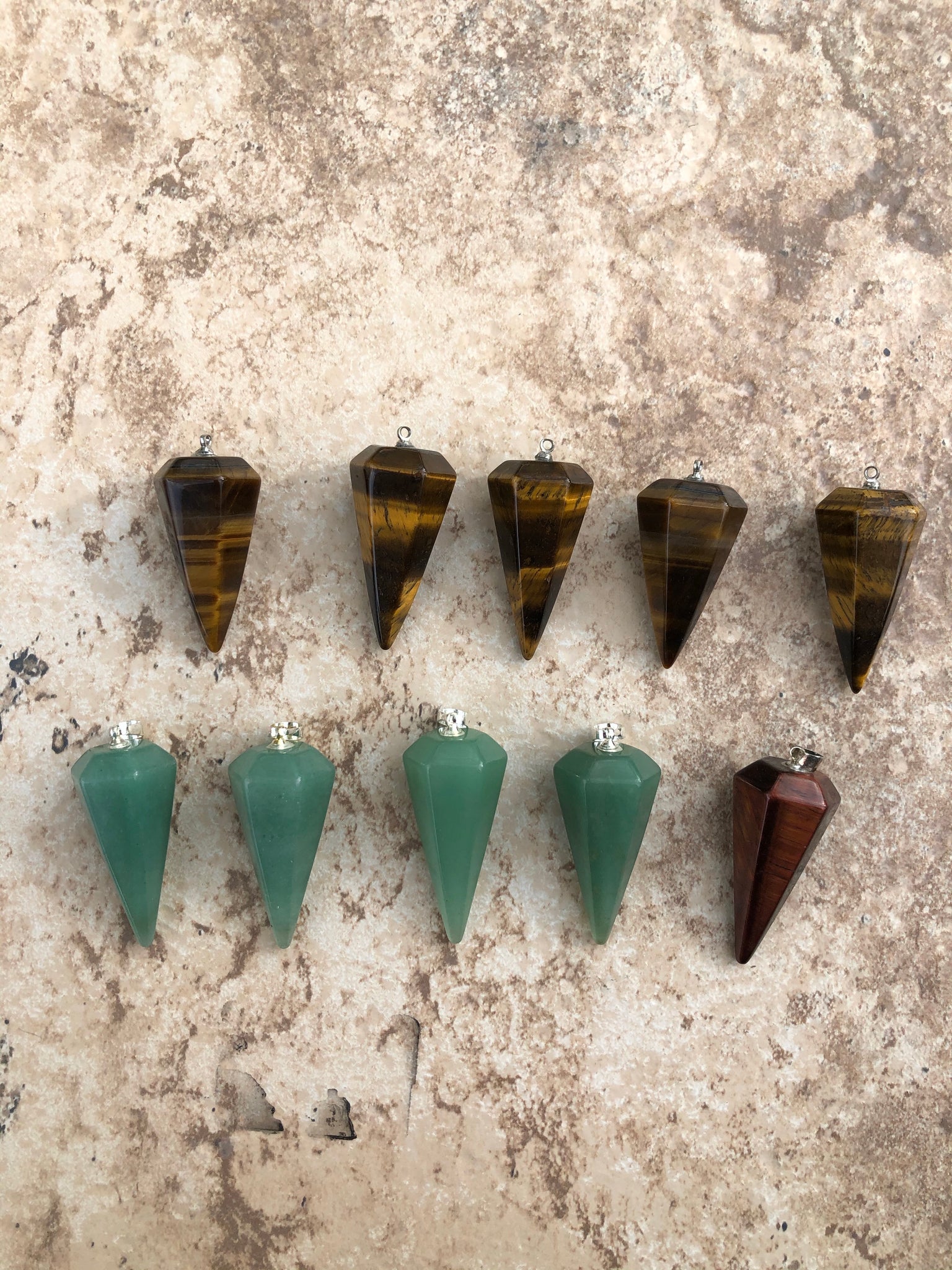 Tiger's Eye and Green Aventurine Pendants