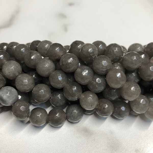 10mm Faceted Jade (Brownish Gray) Beads