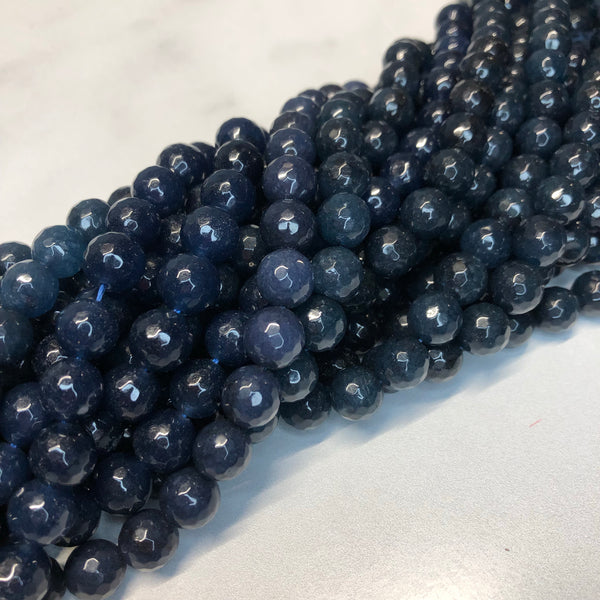 10mm Faceted Jade (Midnight Blue) Beads