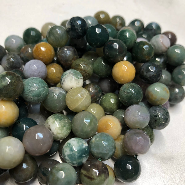 10mm Faceted Indian Agate Beads